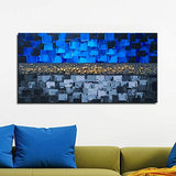 Winpeak Art Handmade Blue Abstract Artwork Textured Modern Oil Painting on Canvas