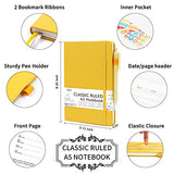 24 Pack Notebooks Journals Bulk with 24 Black Pens, Feela A5 Hardcover Notebook Classic Ruled Journal Set with Pen Holder for School Business Work Travel Writing, 120 GSM, 5.1”x8.3”, Yellow