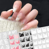 French Nail Art Stickers Decals for Women 6 Sheets 3D Self-Adhesive Wave Glitters Strips Lines Nail Tattoos French Transparent Design Manicure Tips