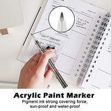 Metallic Acrylic Paint Marker pens, Art Supplies for Painting on Rock Painting, Stone, Ceramic, Glass, Wood, Scrapbook Journals, Photo Albums, Set of 12 Acrylic Paint Markers Extra-Fine Tip 0.7mm