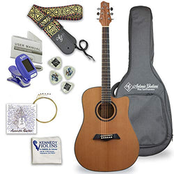 Antonio Giuliani Acoustic Mahogany Guitar Bundle (DN-2) - Dreadnought Guitar with Case, Strap, Tuner, Strings and Accessories By Kennedy Violins