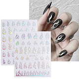 JMEOWIO 12 Sheets Aurora Nail Art Stickers Decals Self-Adhesive Pegatinas Uñas Holographic Butterfly Glitter Nail Supplies Nail Art Design Decoration Accessories