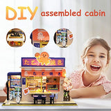 CAPTHOME Mini Doll House Art Gift, DIY Miniature Dollhouse Wooden Furniture Kit, Assembled Handmade Cabin Japanese Style Grocery Store Model, Mini Doll House for Children