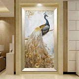 Trayosin 5D Diamond Painting by Numbers for Adults Full Drill Gold Peacock Home Decor