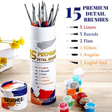 15 Pieces Miniature Paint Brushes Detail Thin Paint Brushes for Miniature Models Craft and Art Painting, Synthetic Bristles