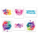 Inspirational Wall Art-Inkblot: Set of 6-Phrases of Wisdom Unframed Poster Art (8"x10")