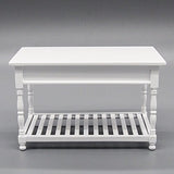 Odoria 1:12 Miniature White Kitchen Table with Storage Shelf and Drawers Dollhouse Furniture Accessories