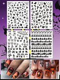Halloween Nail Art Stickers Decals,TOROKOM 12 Sheets 3D Self-Adhesive DIY Nail Decals with skull Pumpkin Bat Ghost Cross Cat Witch Castle Spider Pattern Halloween Nail Art Design Decals for Woman Girl