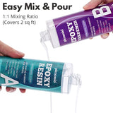 32oz Epoxy Resin Kit Piccassio - Crystal Clear Fast Cure High Gloss Casting Resin for Artists- Unparalleled Anti-Yellowing Resina Epoxica Transparente for Jewelry, DIY, etc with Reusable Silicone Cups