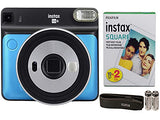 Fujifilm Instax Square SQ6 + Fujifilm Instax Square Instant Film (20 Sheets) Bundle with Sturdy Tiger Travel Case and Stickers + Deals Number One Cleaning Cloth (Metallic Blue)