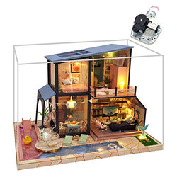 WYD European Style Villa Model Modern Building DIY Assembling Doll House Kit Wooden Miniature Dollhouse Kits Music House Gift with Swimming Pool and Piano (Legend of Mermaid)