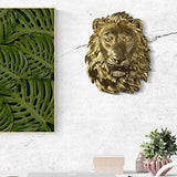Wallcharmers Large Gold Lion Wall Art - 17-inch Eye-catching Mounted Lion Head - Handmade Poly-Resin Farmhouse Lion Wall Decor, Size Large, Gold