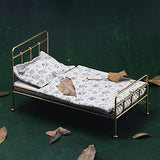 Aizulhomey Metal Dollhouse Miniature Furniture Golden Bed Perfect for OB24 Blythe Dollhouse Decoration Dollhouse Furniture and Accessories 1:6 Scale (Golden Bed)