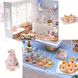 WYD DIY House 1:12 Ratio Youth Party Lovely Dessert Decoration HandmadePuzzleHouse 3D Wooden Dollhouse Kit with LED Light and Dust Cover Surprise Gift