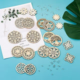 40 Pairs Unfinished Wooden Flower Dangle Earrings Kit 10 Styles Natural Wood Big Charms with Jump Rings and Earring Hooks for Jewelry Craft Making Supplies