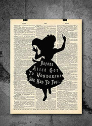Alice In Wonderland - Wonderful Quote - Alice In Wonderland Wall Art - Vintage Art - Authentic Upcycled Dictionary Art Print - Home or Office Decor - Inspirational And Motivational Quote Art