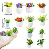 Darovly 12 Pieces Dollhouse Miniature Potted Plants Miniature Bonsai Plant Mini Flowerpot Artificial Fake Greenery Plant Model for Girls or Boys DIY Dollhouse Furniture Decorations Gifts