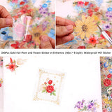 RISYPISY 240PCS Flower Stickers, 6 Packs Gold Foil Glitter Decorative Sticker for Resin Crafts, Scrapbooks, Journals, Float Bottle, Photo Album, Envelope