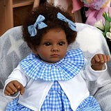 JIZHI Lifelike Reborn Baby Dolls - 20 Inch Real Life Baby Doll African American Realistic-Newborn Baby Doll Girl Black with Feeding Kit & Gift Box for Kids Ages 3+