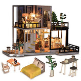 GuDoQi DIY Miniature Dollhouse Kit, Mini Dollhouse with Furniture, Tiny House Kit Plus Music Movement, DIY Miniature Kits to Build, Great Handmade Crafts Gift Idea, September Forest