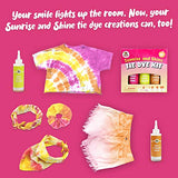 Orange, Yellow, Pink Tie Dye Colors in Sunrise & Shine Tie Dye Kit (Tye Dye Kit). Custom Clothing Dye with 6 Refills for Multiple Projects, Soda Ash, Ties, Free Tie Dye Techniques Guide