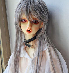 Olaffi BJD Male Doll with Fake Men's Gods Gray Wig 8-9 Inch 1/3 BJD SD Doll Long Kinky Doll Hair with Middle Parting SD BJD Doll Wig