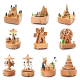 SOWATT Wooden Music Box, Musical Box with Moving Baby Crib and Elephant Tower, Smart Castle Toy Decoration Birthday Present, Plays 'Spirited Away' Melody