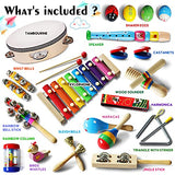 LOOIKOOS Toddler Musical Instruments,Wooden Percussion Instruments Toy for Kids Baby Preschool Educational Musical Toys Set for Boys and Girls with Storage Bag