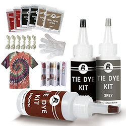 Fabric Clothes Tie Dye Kit, Black Tan Grey 3 Pack Dye Kit with 6 Refills Packs of Dye Create a Trendy Monochromatic Look for Kids and Adults