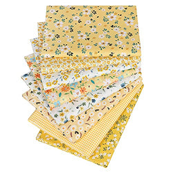 Hanjunzhao Yellow Fat Quarters Cotton Fabric Bundles 18 x 22 inch for Quilting Sewing Crafting