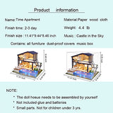 Spilay DIY Miniature Dollhouse Wooden Furniture Kit,Handmade Mini Modern Apartment Model with Dust Cover & Music Box ,1:24 Scale Creative Doll House Toys for Teens and Adult Craft Gift(Time Apartment)