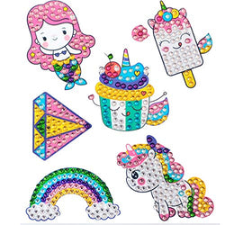 Ornales Gem Diamond Painting Kit for Kids- DIY Diamond Art Stickers by Numbers-Rainbow Unicorn Mermaid Sweets Stickers- Arts and Crafts for Girls,Teens, Toddlers,Beginners (Transparent)