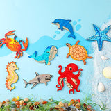 Unfinished Wood Animal Cutouts for Crafts Ocean Animals Wooden Paint Crafts for Kids Whale Seahorse Octopus Starfish Dolphin Turtle Shark Crab Sea Wooden Shapes Pieces for DIY Decor (40 Pcs)