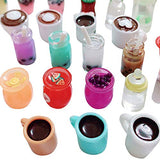 Anrher 100pcs Miniature Drinks Decoration Mixed Wine Coffee Resin Sets for Childrens Doll House Pretend Kitchen Play Cooking Game DIY Party Afternoon Tea