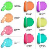 Dipping Nail Powder Wenida 10 Colors Glow in the Dark Iridescent Festival French Manicure Nail Art Set with Silicone Brush Nail Grit File 10 pcs False Nails