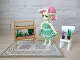 Miniature Greenhouse with Plants Handmade Dollhouse Terrarium Furniture Tabletop