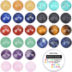 100Pcs Natural Crystal Beads Stone Gemstone Round Loose Energy Healing Beads with Free Crystal Stretch Cord for Jewelry Making (Mixed Colors A, 8MM)