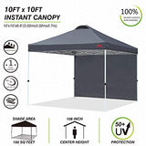 MASTERCANOPY Pop Up Canopy Tent Instant Shelter Beach Canopy with 1 Sidewall(10'x10',Dark Gray)