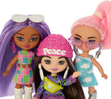 Five Barbie Dolls, Barbie Extra Mini Minis Bundle, Small Dolls with Colorful Fashions and Accessories