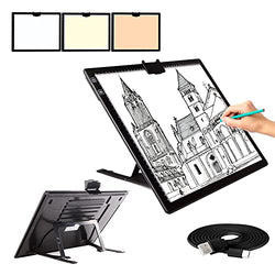 A3 Light Pad, Elice Tracing Light Box 3 Colors Mode Stepless Dimmable and 6 Levels of Brightness Light Copy Pad, Wireless Rechargeable Led Light Board for Weeding Vinyl Diamond Painting Sketching