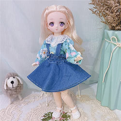 EastMetal 1/6 BJD Dolls Ball Jointed Doll SD Dolls Mechanical Joint Body with Full Set Clothes Shoes Wig Makeup for Birthday Wedding Pretty Doll Series(Color:C)