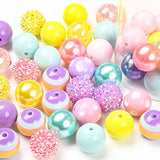 ANCADN 20mm Chunky Bubblegum Beads Acrylic Beads Easter Color Beads for DIY Jewelry Making (Easter-Purple)