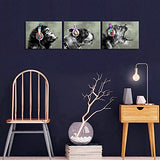 iKNOW FOTO 3 Piece Modern Gorilla Monkey Music Canvas Art Wall Painting Abstract Animal Happy Dog and Leopard Decor Artwork Picture Home Decoration 12x16inchx3pcs