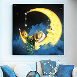 Diamond Painting Kits for Adults Kids Sleeping on Moon Stars 5D Full Drill Paint by Numbers Gem Art Craft DIY Home Decor,12x12 inches