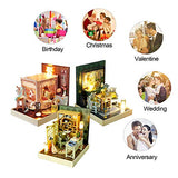WYD Creative Antiquity Scenery Cabin National Style Color Cabin Bedroom/Study/Living Room Hand-Assembled Toys 3D Wooden Miniature Doll House Kit (3 pcs)