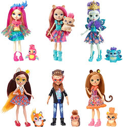 Enchantimals 6" Doll Set (6-Pack) Hixby Hedgehog, Cherish Cheetah, Patter Peacock, Felicity Fox, Liora Lion (Exclusive), Peeki Parrot [Amazon Exclusive]