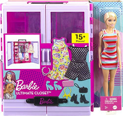 Barbie Fashionistas Ultimate Closet Portable Fashion Toy with Doll, Clothing, Accessories and Hangers, Gift for 3 Years Old and Up