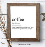 Coffee Typography Art Print - Funny Wall Art Poster - Chic Modern Home Decor for Kitchen, Office - Great Gift for Java and Espresso Lovers - 8x10 Photo- Unframed