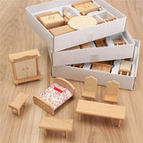 Baby Kim Miniature Furniture ModelBaby KimNew 29 Pcs 1:24 Scale Dollhouse Miniature Unpainted Wooden Furniture Model Suite