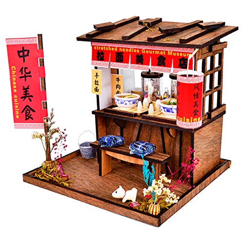 Dollhouse Miniature with Furniture,DIY 3D Wooden Doll House Kit Shop Series Style Plus with Dust Cover and LED,1:24 Scale Creative Room Idea Best Gift for Children Friend Lover (Ramen Gourmet Shop)